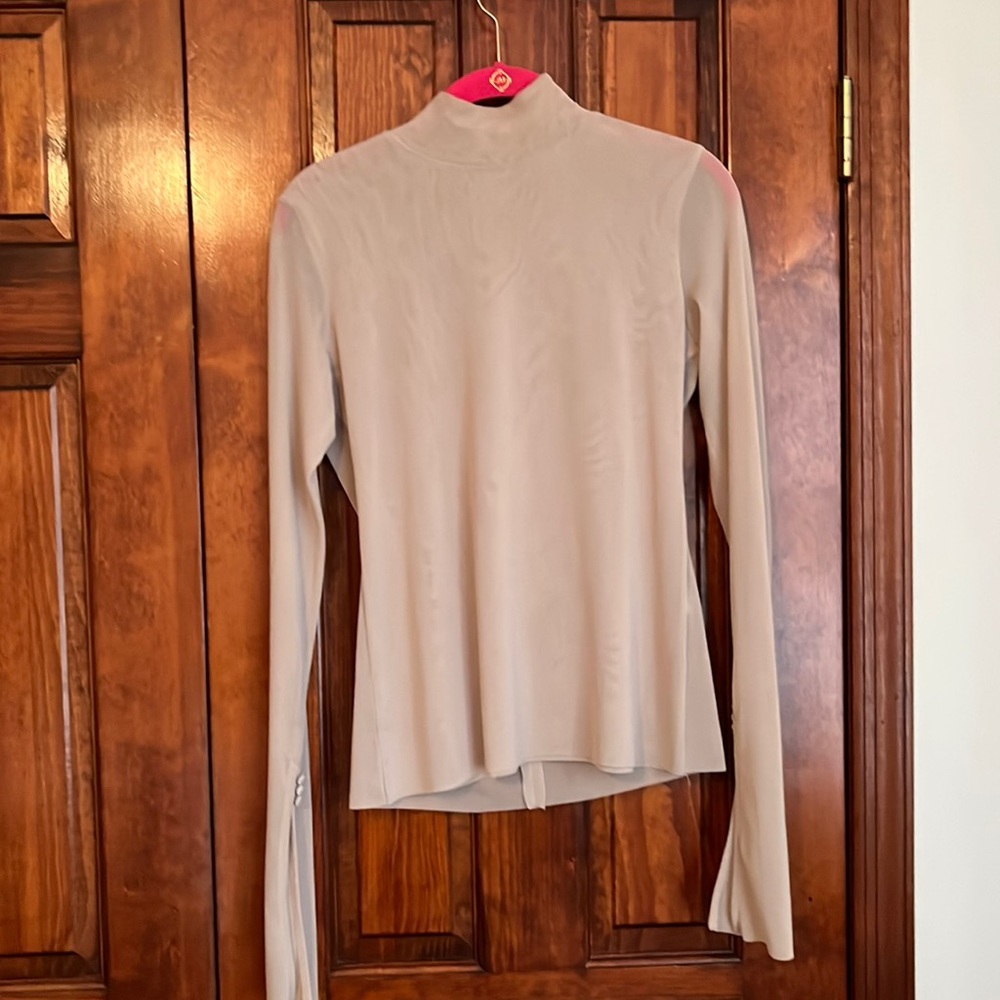 Pink tulle Zara mock neck top